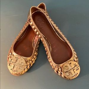 Tory Burch gold flats